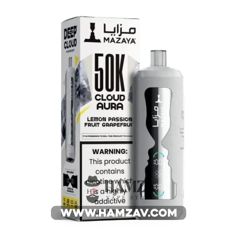 Mazaya Disposable Cloud Aura 50K Puff Lemon Passion Fruit Grapefruit - مزايا ديسبوزابل كلاود أورا 50 ألف بف ليمون باشن