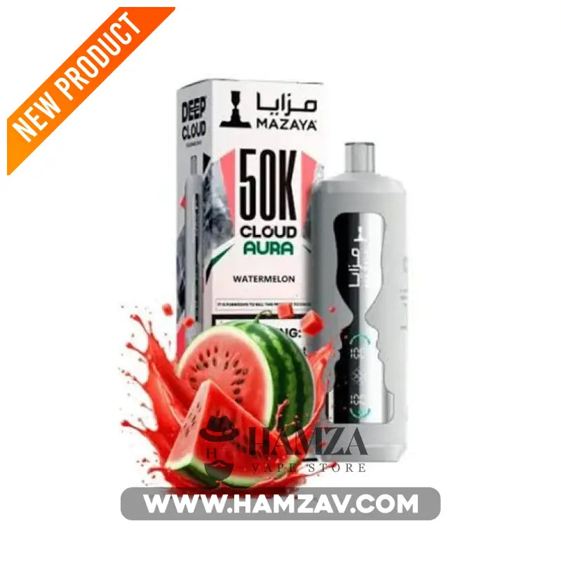 Mazaya Disposable Cloud Aura 50K Puff Lovely Watermelon Strawberry Gum - مزايا ديسبوزابل كلاود أورا 50 ألف بف بطيخ