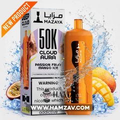 Mazaya Disposable Cloud Aura 50K Puff Passion Fruit Mango Ice - مزايا ديسبوزابل كلاود أورا 50 ألف بف مانجو أيس باشون