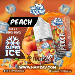 Vape Station Saltnic Super Ice Peach - فيب ستيشن سولت سوبر ايس خوخ ساقع Egyptian Liquid