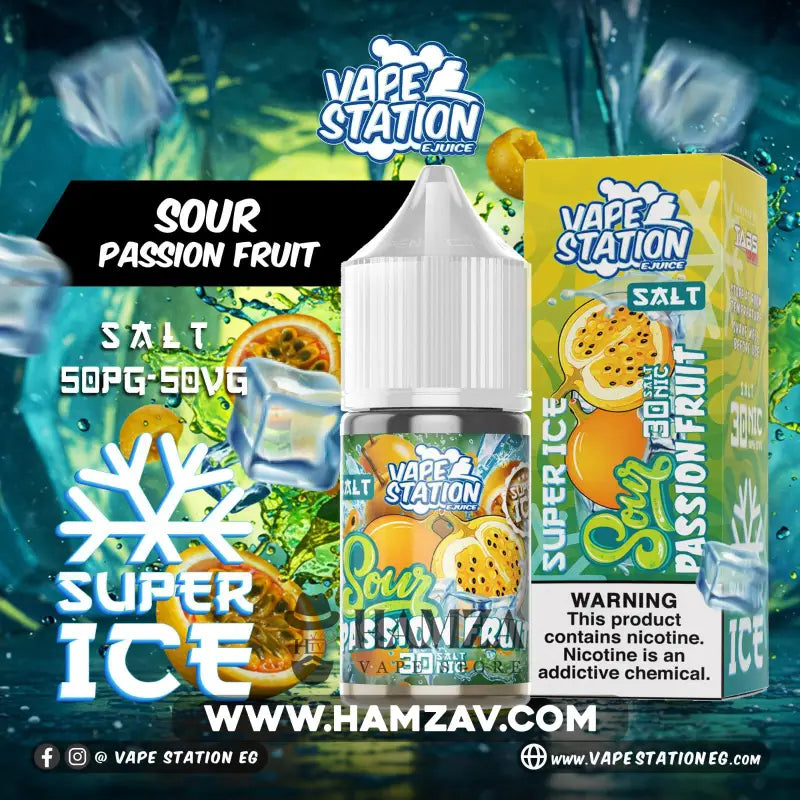 Vape Station SaltNic Super Ice Sour Passion Fruit فيب ستيشن سولت سوبر ايس باشون فروت سور.jpg Egyptian Liquid