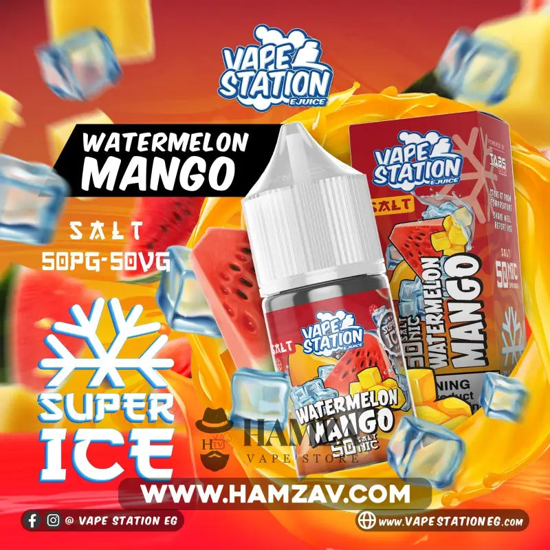 Vape Station Saltnic Super Ice Watermelon Mango - فيب ستيشن سولت سوبر ايس