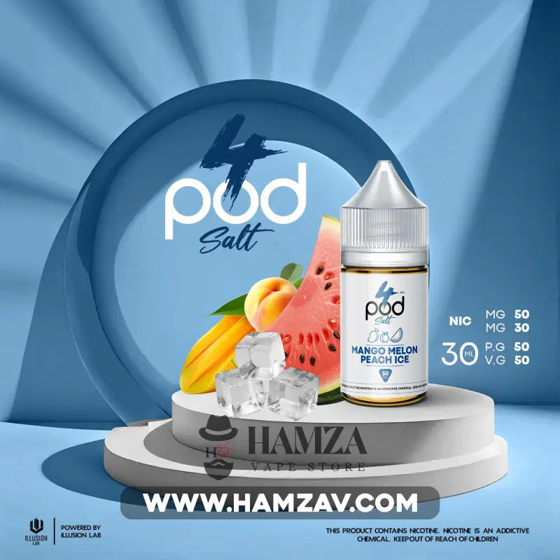 4 Pod Saltnic Mango Melon Peach Ice - فور بود سولت بطيخ مانجو خوخ ايس Egyptian Liquid