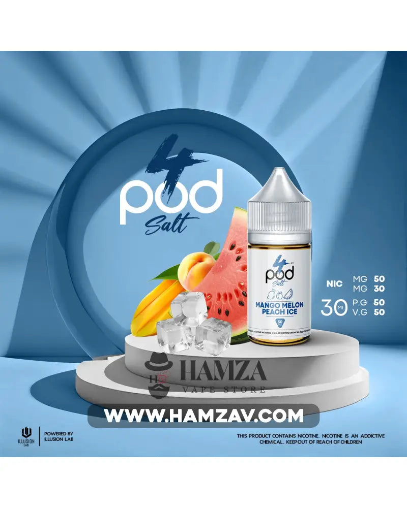 4 Pod Saltnic Mango Melon Peach Ice - فور بود سولت بطيخ مانجو خوخ ايس Egyptian Liquid