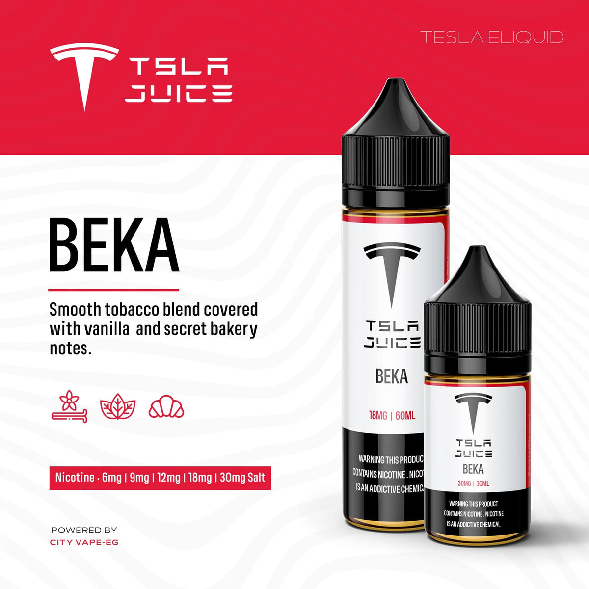 Tsla Juice SaltNic Beka - تسلا سولت توباكو فانيليا مخبوزات