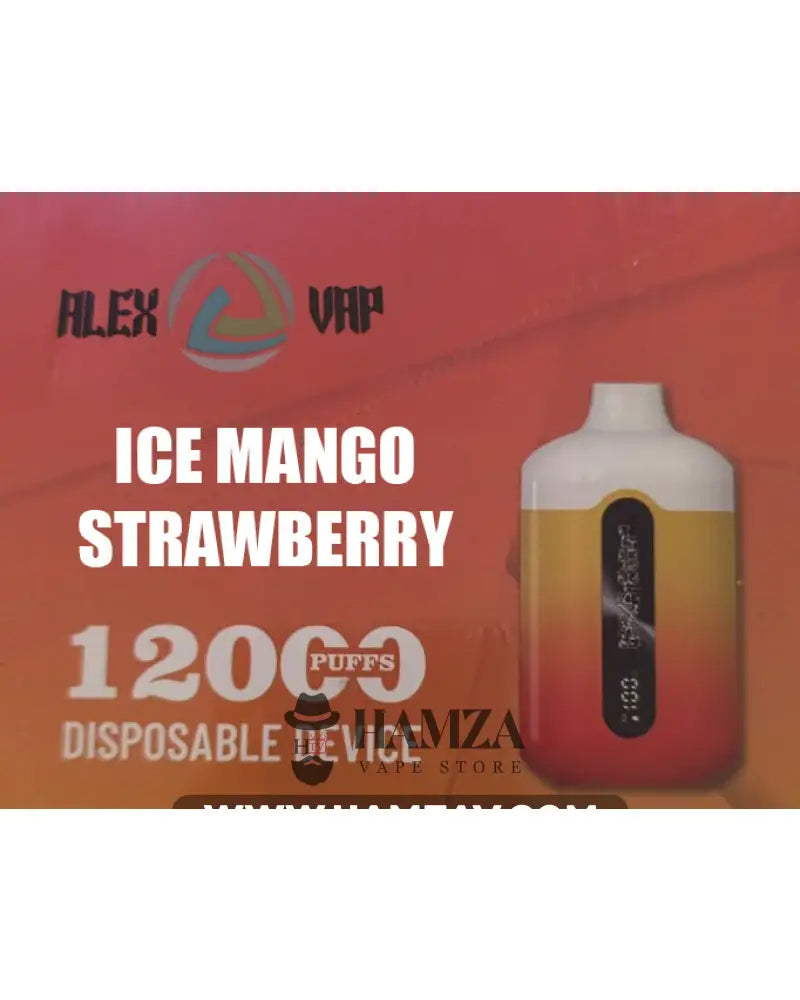 Alex Vap Disposable 12000 Puffs Mango Strawberry Ice - اليكس فاب ديسبوزابل ايس مانجو فراولة