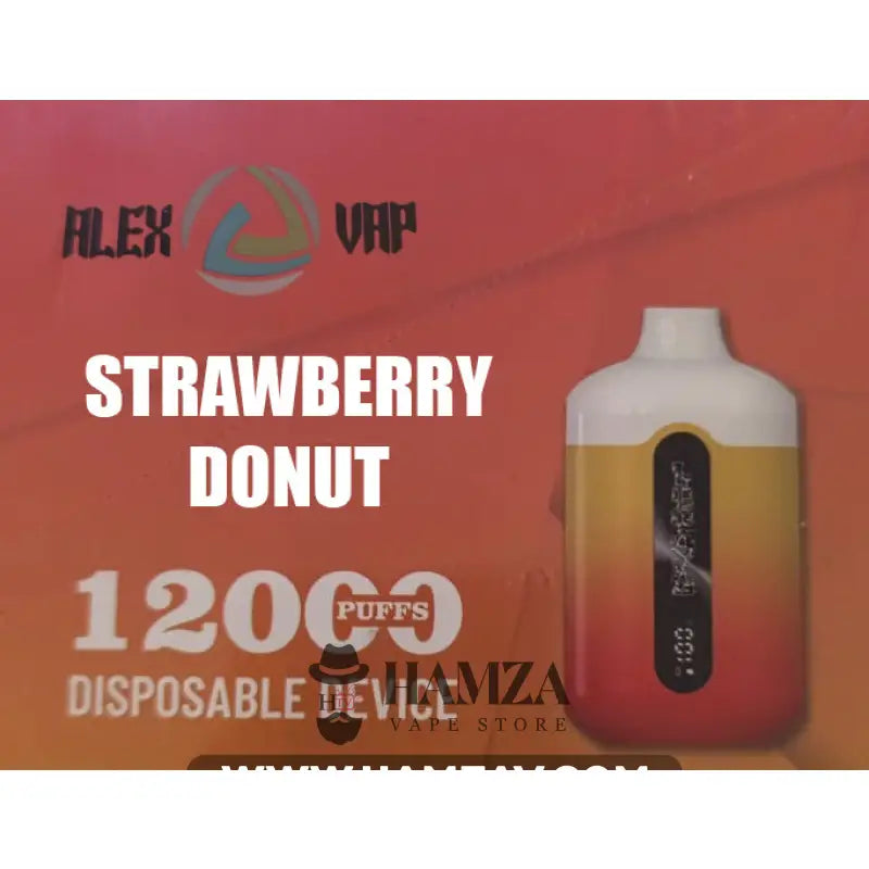 Alex Vap Disposable 12000 Puffs Strawberry Donut - اليكس فاب ديسبوزابل دونات فراولة