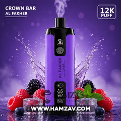 Crown Bar Al Fakher 12K Puff Berry Ice - كراون بار الفاخر 12 ألف بف بيرى أيس - 12000 / 5mg (Freebase) - Disposable