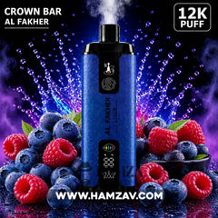 Crown Bar Al Fakher 12K Puff Blueberry Raspberry - كراون بار الفاخر 12 ألف بف بلوبيرى راسبيرى - 12000 / 5mg (Freebase)