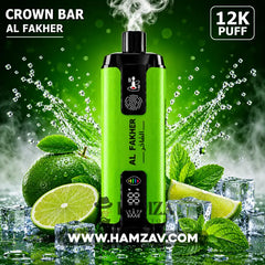 Crown Bar Al Fakher 12K Puff Lemon Mint - كراون بار الفاخر 12 ألف بف ليمون نعناع - 12000 / 5mg (Freebase) - Disposable