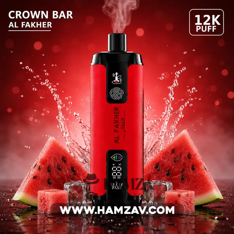 Crown Bar Al Fakher 12K Puff Lush Ice - كراون بار الفاخر 12 ألف بف بطيخ أيس - 12000 / 5mg (Freebase) - Disposable
