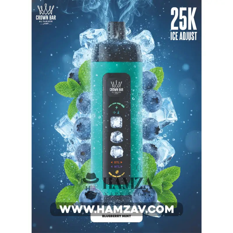 Crown Bar Al Fakher 25K Puff Ice Control Blueberry Mint - كراون بار الفاخر 25 ألف بف أيس كنترول بلوبيرى نعناع 25000