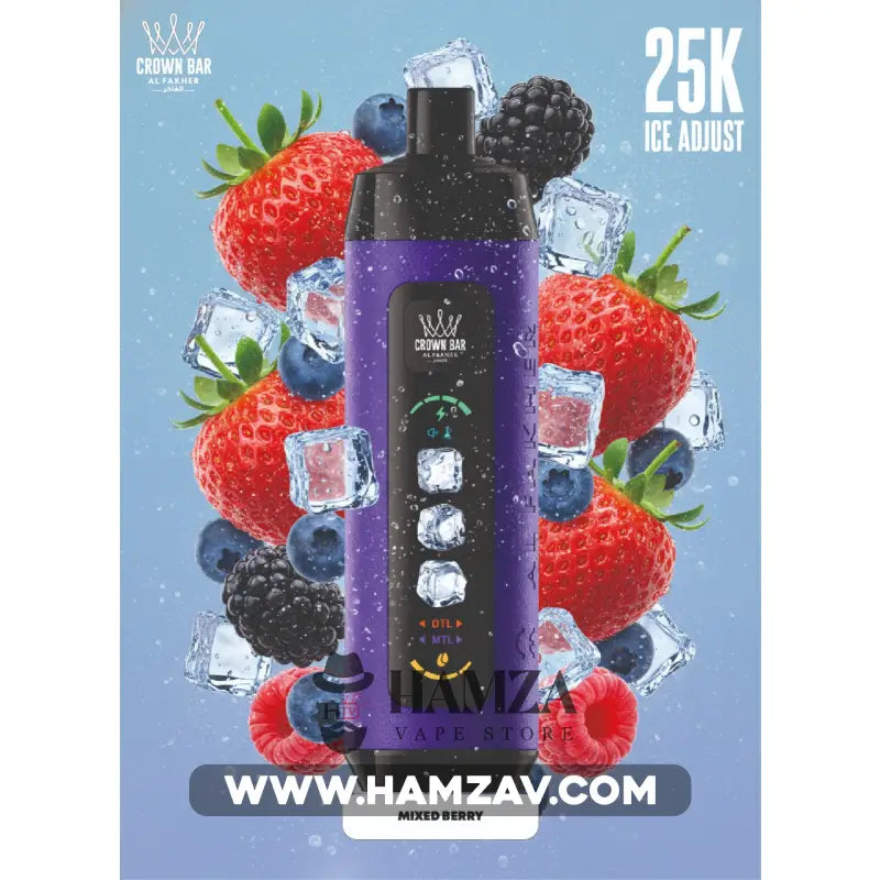 Crown Bar Al Fakher 25K Puff Ice Control Blueberry Raspberry - كراون بار الفاخر 25 ألف بف أيس كنترول بلوبيرى راسبيرى