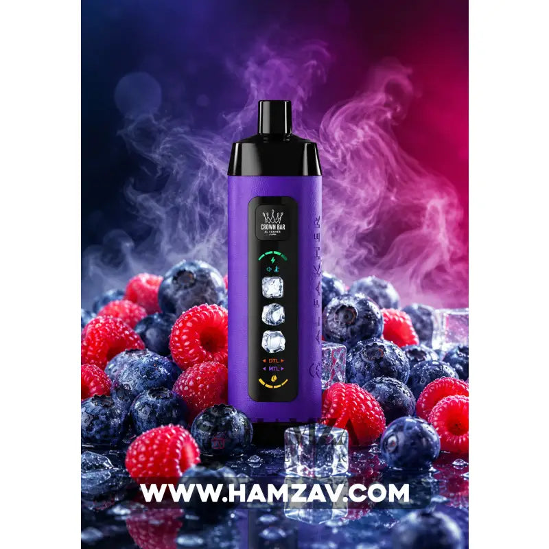 Crown Bar Al Fakher 25K Puff Ice Control Blueberry sour raspberry - كراون بار الفاخر 25 ألف بف أيس كنترول بلوبيرى ساور