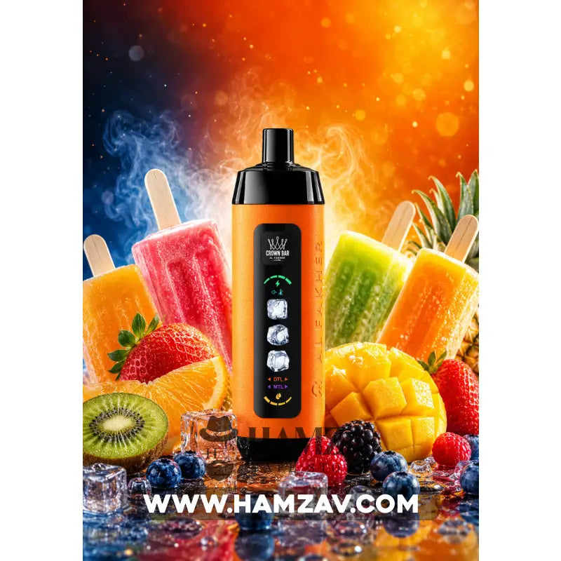 Crown Bar Al Fakher 25K Puff Ice Control Fusion pop mixed fruits - كراون بار الفاخر 25 ألف بف أيس كنترول فيوجن بوب