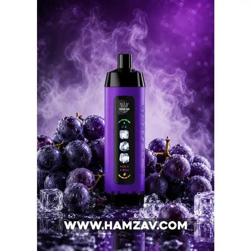 Crown Bar Al Fakher 25K Puff Ice Control Grape - كراون بار الفاخر 25 ألف بف أيس كنترول عنب - 25000 / 5mg (Freebase)