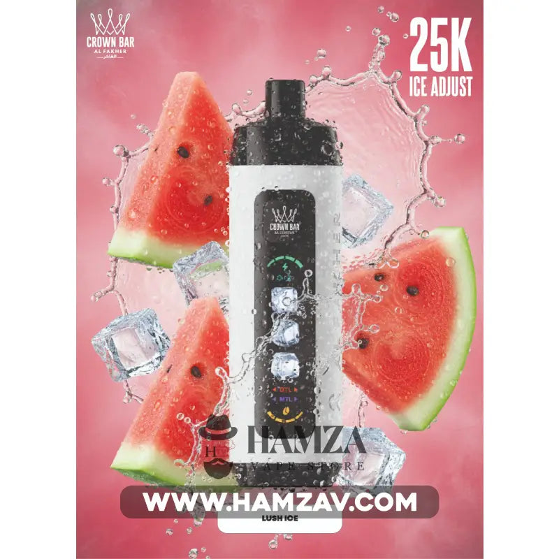 Crown Bar Al Fakher 25K Puff Ice Control Lush Ice - كراون بار الفاخر 25 ألف بف أيس كنترول بطيخ أيس 25000 / 5mg