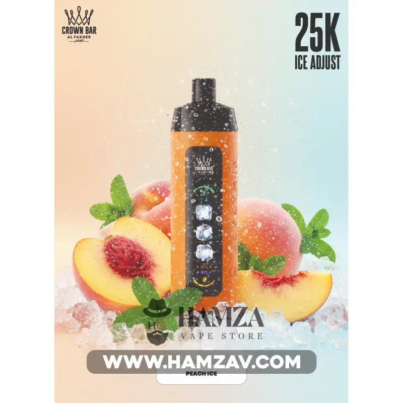 Crown Bar Al Fakher 25K Puff Ice Control Peach Ice - كراون بار الفاخر 25 ألف بف أيس كنترول خوخ أيس 25000 / 5mg