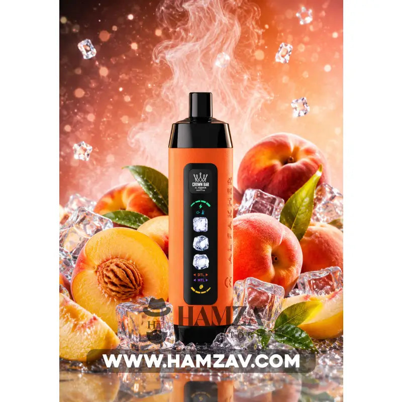 Crown Bar Al Fakher 25K Puff Ice Control Peach Ice - كراون بار الفاخر 25 ألف بف أيس كنترول خوخ أيس - 25000 / 5mg