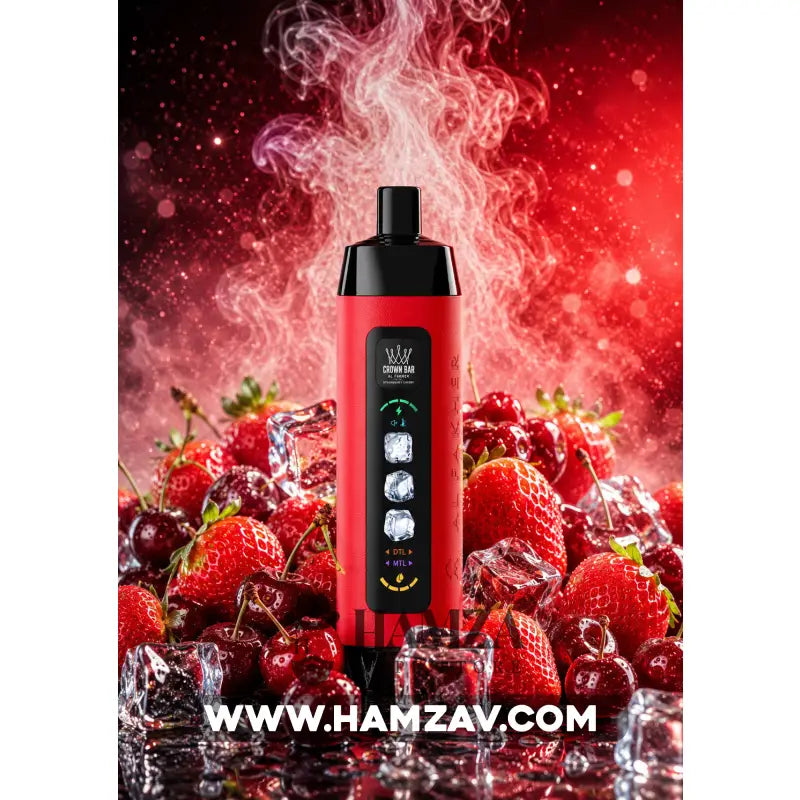 Crown Bar Al Fakher 25K Puff Ice Control Strawberry cherry - كراون بار الفاخر 25 ألف بف أيس كنترول فراولة شيرى - 25000