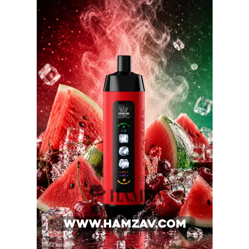 Crown Bar Al Fakher 25K Puff Ice Control Watermelon cherry - كراون بار الفاخر 25 ألف بف أيس كنترول بطيخ شيرى - 25000