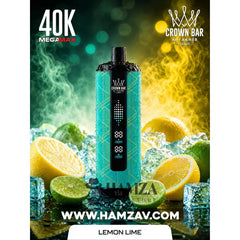 Crown Bar Al Fakher Mega Max 40K Puff Lemon lime - كراون بار الفاخر ميجا ماكس 40 ألف بف ليمون لايم - 40000 / 5mg