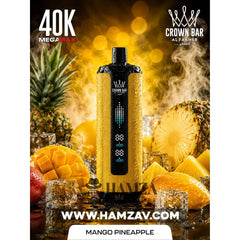 Crown Bar Al Fakher Mega Max 40K Puff Mango pineapple - كراون بار الفاخر ميجا ماكس 40 ألف بف مانجو أناناس - 40000 / 5mg