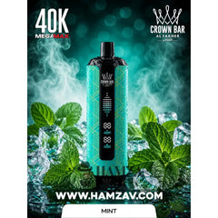 Crown Bar Al Fakher Mega Max 40K Puff Mint - كراون بار الفاخر ميجا ماكس 40 ألف بف نعناع - 40000 / 5mg (Freebase)