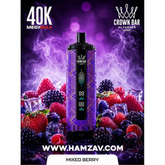 Crown Bar Al Fakher Mega Max 40K Puff Mixed Berry - كراون بار الفاخر ميجا ماكس 40 ألف بف ميكس توت - 40000 / 5mg