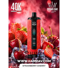 Crown Bar Al Fakher Mega Max 40K Puff Strawberry cherry - كراون بار الفاخر ميجا ماكس 40 ألف بف فراولة شيرى - 40000