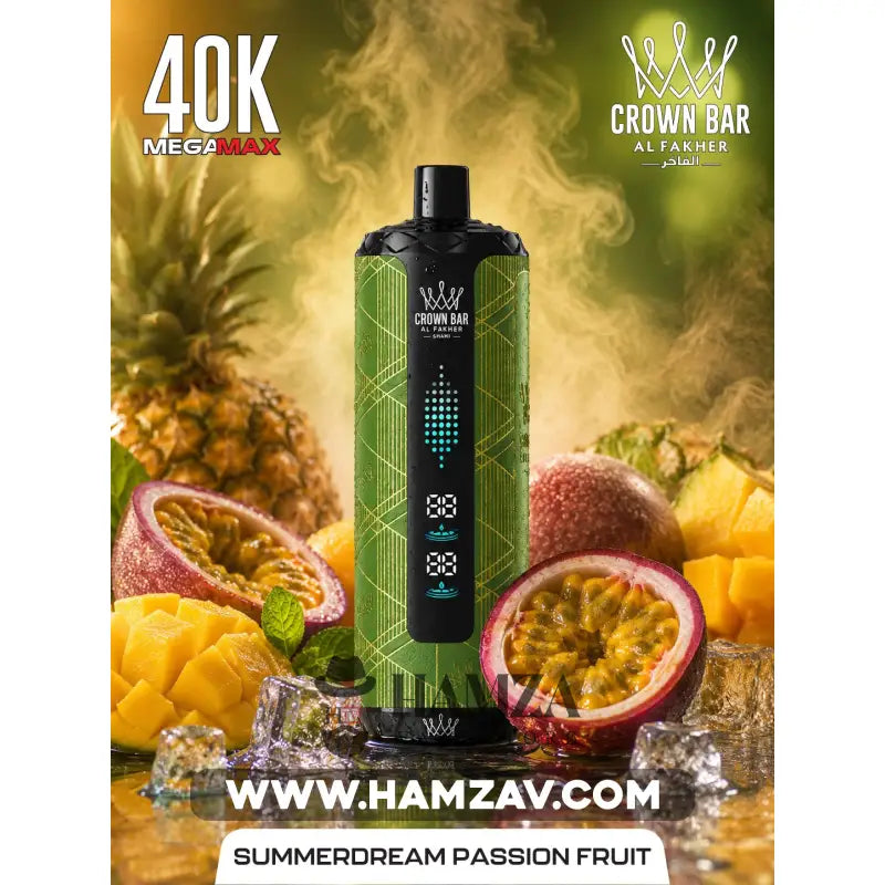 Crown Bar Al Fakher Mega Max 40K Puff Summer dream passion fruit - كراون بار الفاخر ميجا ماكس 40 ألف بف دريم باشون فروت