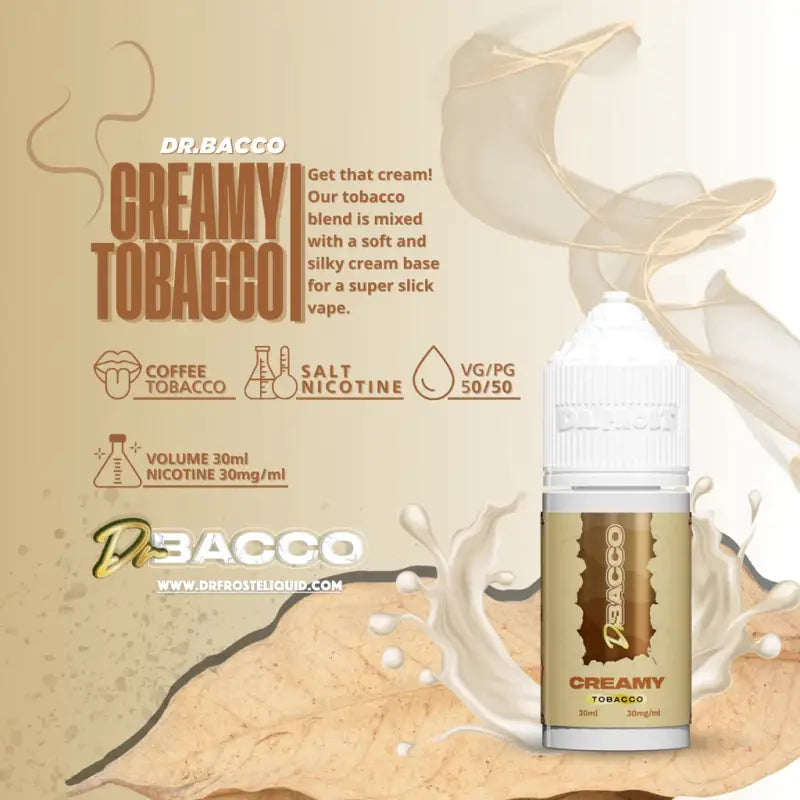 Dr Frost Bacco Saltnic Creamy Tobacco - دكتور فروست سولت باكو توباكو كريمي Premium Liquid