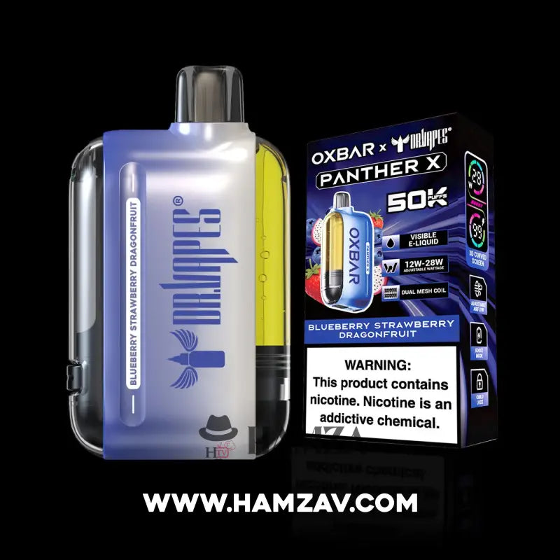 Dr vapes Oxbar 50k Puff Blueberry Strawberry DragonFruit - دكتور فيب أوكس بار 50 ألف بف بلوبيرى فراولة دراجون فروت