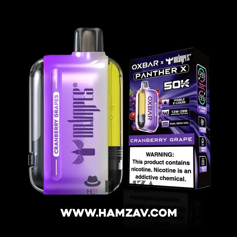 Dr vapes Oxbar 50k Puff Cranberry Grapes - دكتور فيب أوكس بار 50 ألف بف كرانبيرى عنب 50000 / (20mg) SaltNic Disposable