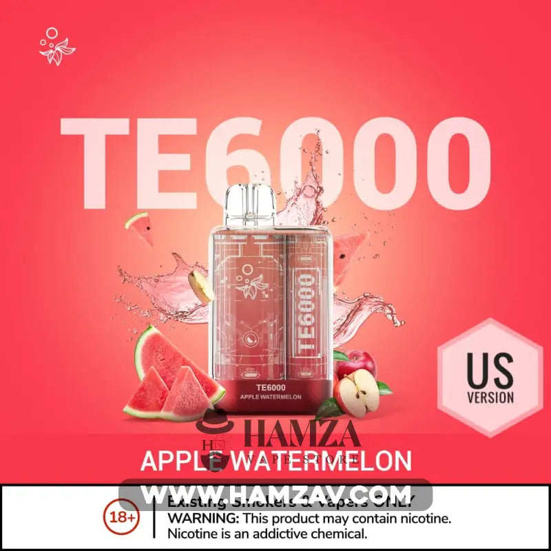 Elf Bar Disposable Te 6000 Puffs Apple Watermelon - ايلف بار تي ٦٠٠٠ ديسبوزابل تفاح بطيخ