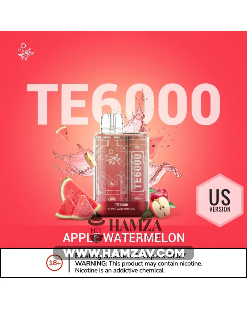 Elf Bar Disposable Te 6000 Puffs Apple Watermelon - ايلف بار تي ٦٠٠٠ ديسبوزابل تفاح بطيخ