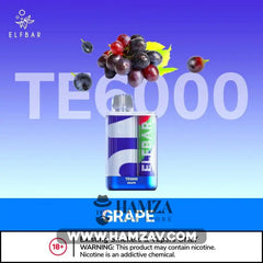 Elf Bar Disposable Te 6000 Puffs Grape Ice - ايلف بار تي ٦٠٠٠ ديسبوزابل عنب ساقع