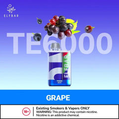 Elf Bar Disposable Te 6000 Puffs Grape Ice - ايلف بار تي ٦٠٠٠ ديسبوزابل عنب ساقع