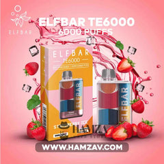 Elf Bar Disposable Te 6000 Puffs Strawberry Ice - ايلف بار تي ٦٠٠٠ ديسبوزابل فراولة ساقع