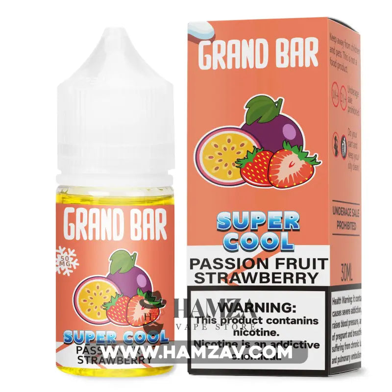 Grand Bar Premium Liquid SaltNic Super Cool Passion Fruit Strawberry - جراند بار بريميم سولت سوبر كول باشون فروت فراولة