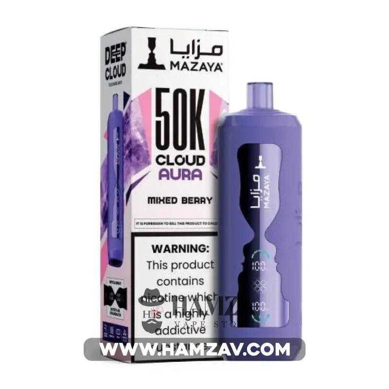 Mazaya Disposable Cloud Aura 50K Puff Berry Ice - مزايا ديسبوزابل كلاود أورا 50 ألف بف توت ايس - 50000 / 6% Freebase