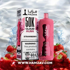 Mazaya Disposable Cloud Aura 50K Puff Strawberry - مزايا ديسبوزابل كلاود أورا 50 ألف بف فراولة - 50000 / 6% Freebase