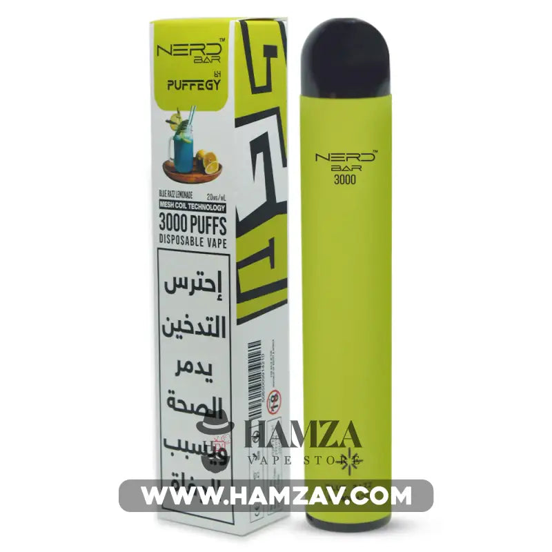 Nerd Bar Disposable 3000 Puffs Blue Razz Lemonade - نيرد بار ديسبوزابل توت ازرق ليمونادة 20mg (3000 Puffs) Disposable