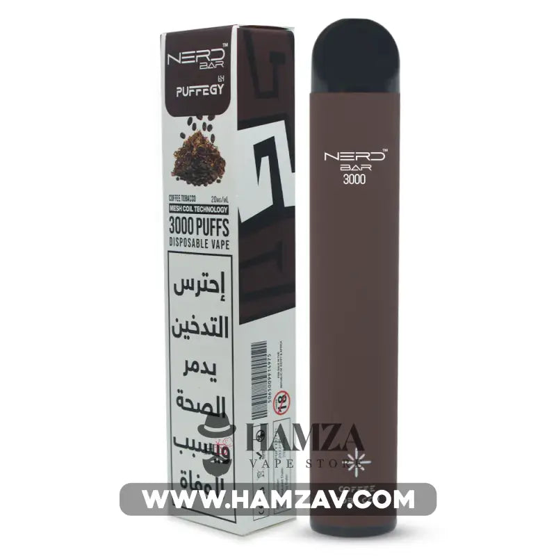 Nerd Bar Disposable 3000 Puffs Coffee Tobacco - نيرد بار ديسبوزابل توباكو قهوة 20mg (3000 Puffs) Disposable