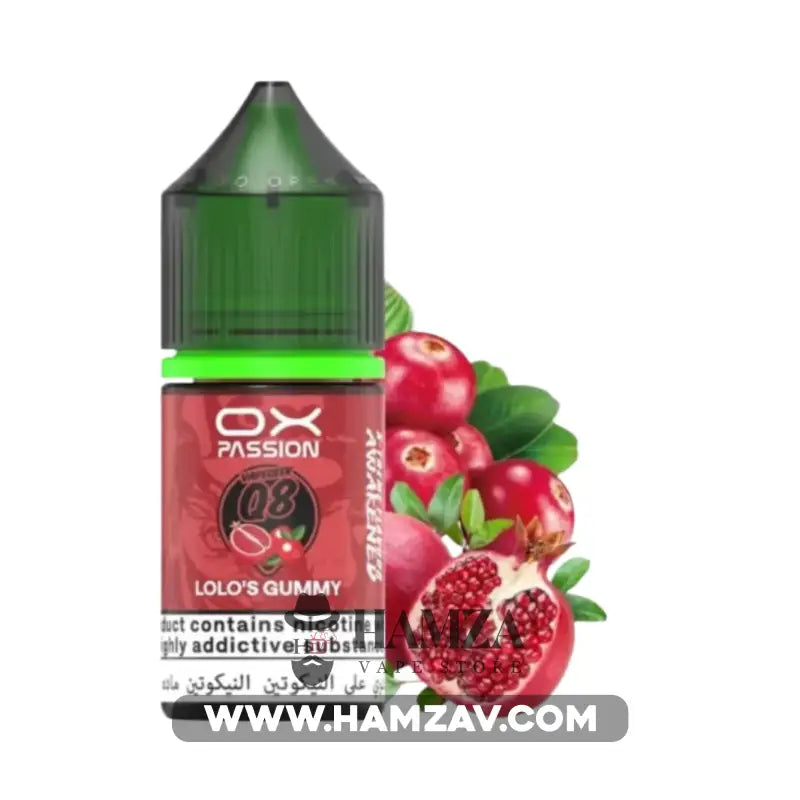 OXVA OX Passion SaltNic Lolo’s Gummy - اوكسفا او اكس باشون سولت رمان توت احمر 30mg (30ml) Premium Liquid