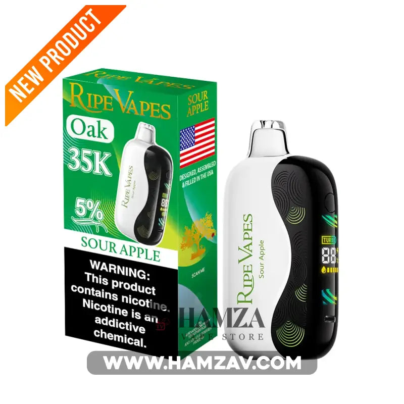 Ripe Vapes Oak Disposable up to 35000 Puff Sour apple - رايب فيب أوك ديسبوزابل 35000 باف تفاح ساور - 35000 / 2%
