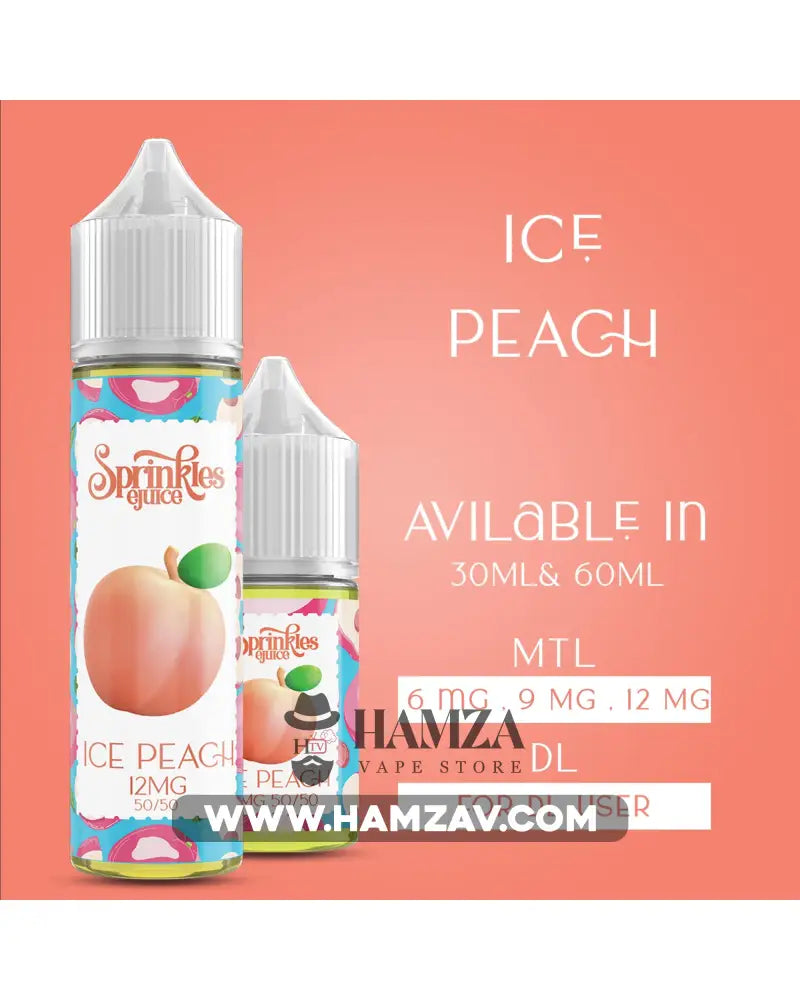 Sprinkles E Juice Ice Peach - سبرينكلز خوخ ساقع Mtl (60Ml) / 6Mg Egyptian Liquid