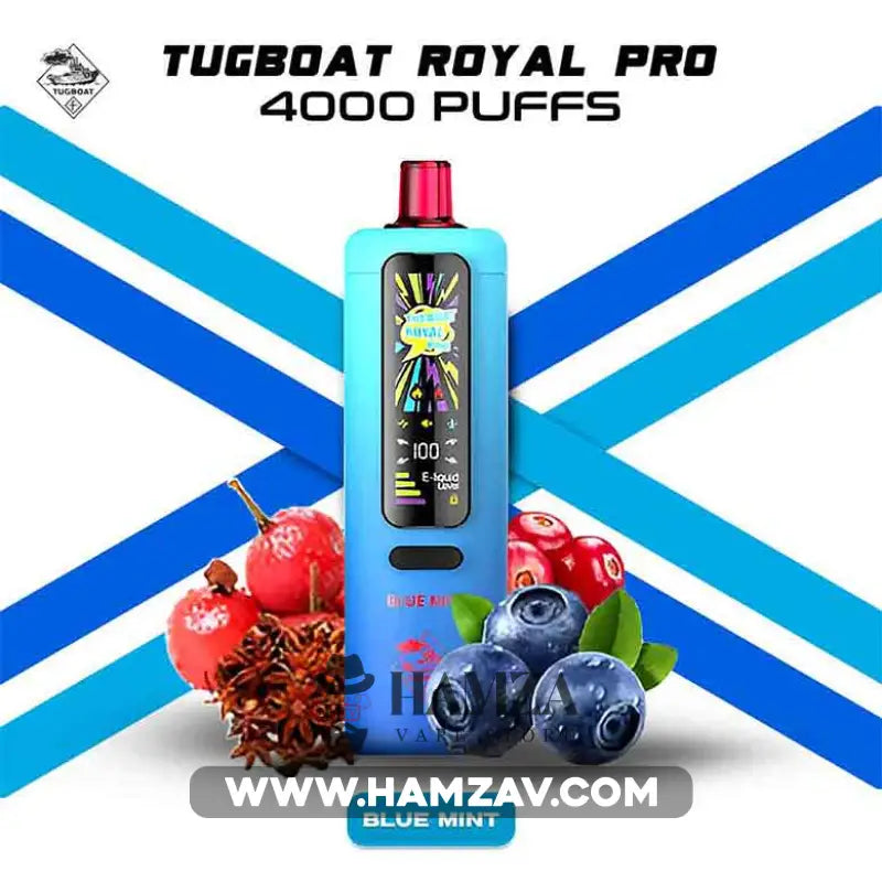 Tugboat Royal Pro Disposable 40K Puffs Blue Mist تاجبوت ديسبوزابل 40 الف بف بلوبيرى نعناع 40000 / 3mg (Freebase)