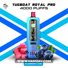 Tugboat Royal Pro Disposable 40K Puffs Blueberry Gum - تاجبوت ديسبوزابل 40 الف بف بلوبيرى جم - 40000 / 3mg (Freebase)