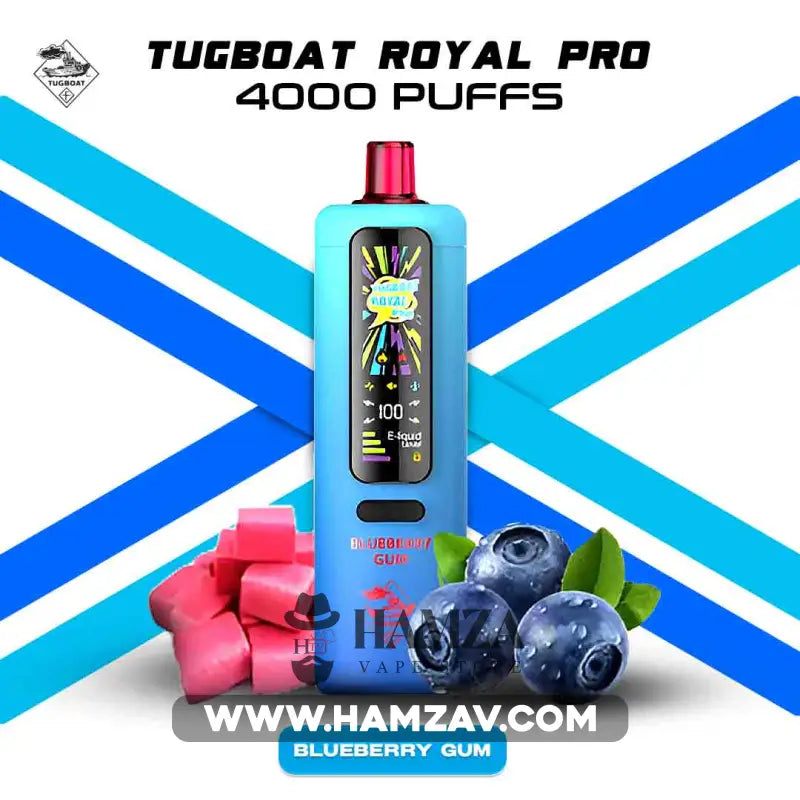 Tugboat Royal Pro Disposable 40K Puffs Bluberry Gum تاجبوت ديسبوزابل 40 الف بف بلوبيرى جم 40000 / 3mg (Freebase)